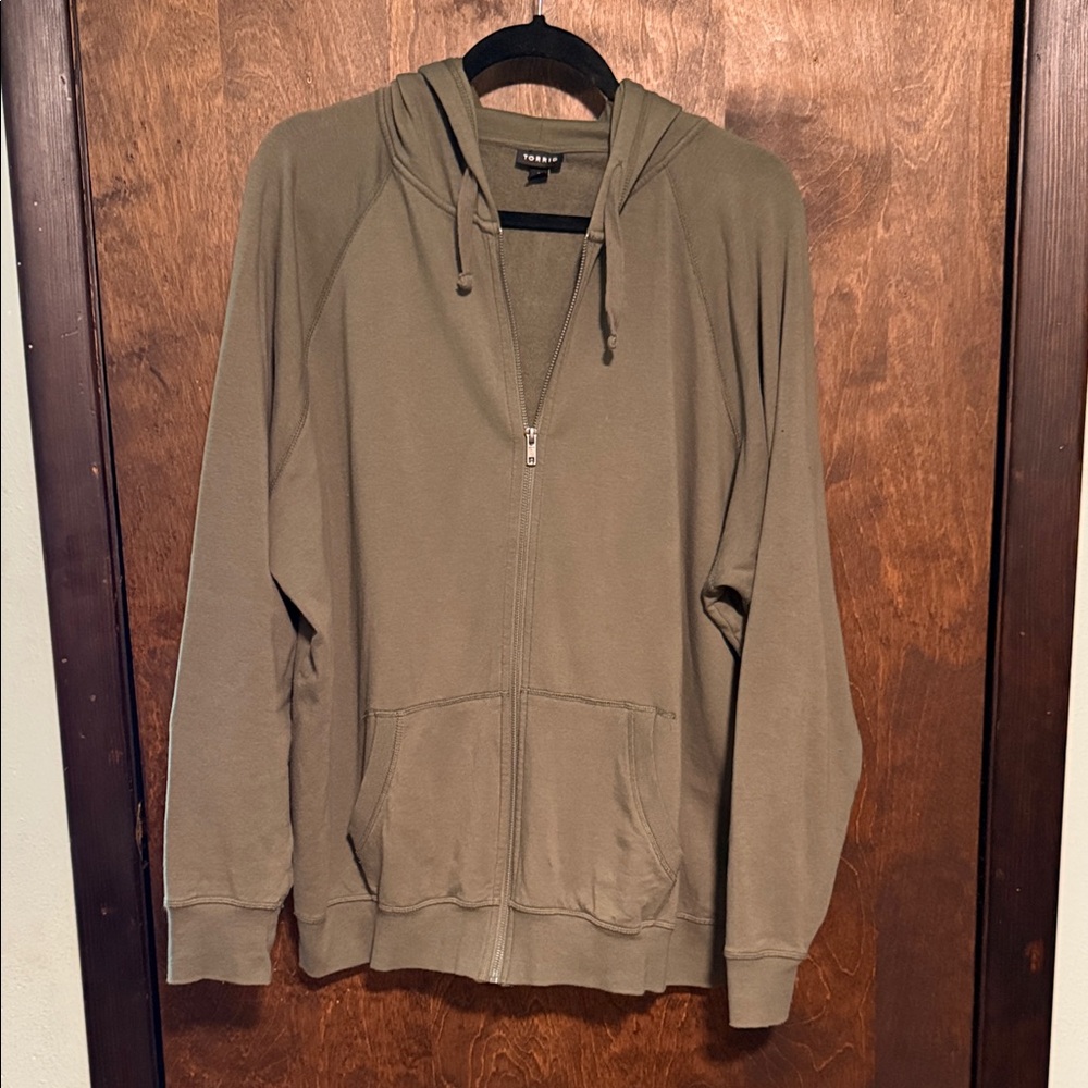 Torrid Olive green Hooded Zip-Up Jacket